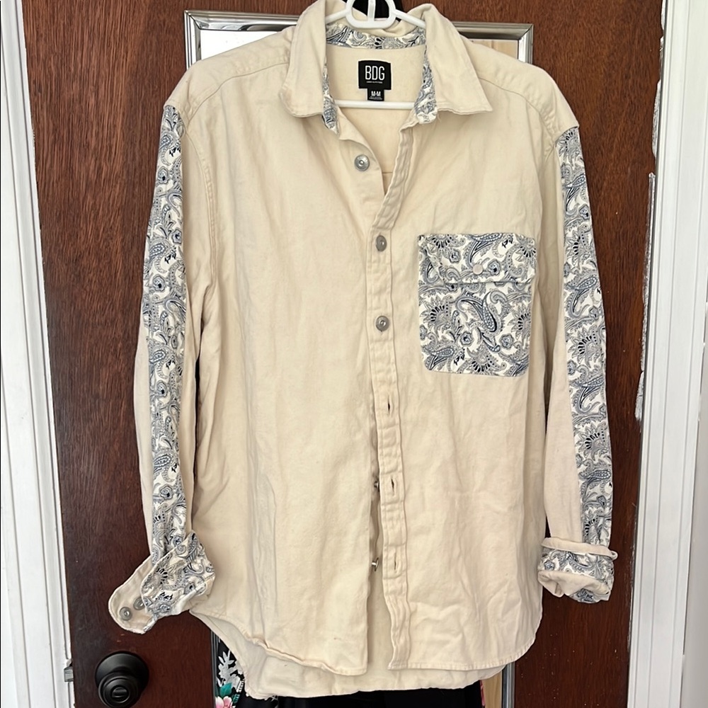 BDG Beige Shirt with Paisley Accents